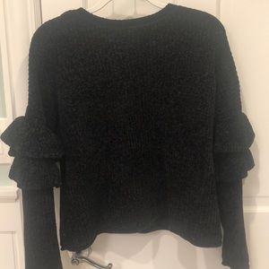 Soft black peplum sleeve sweater